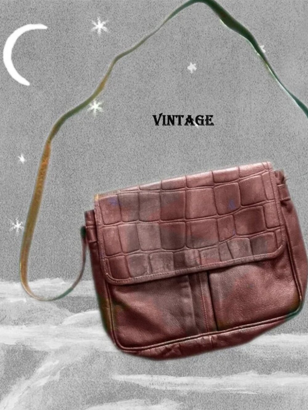 Boho Leather Shoulder Bag is a 70s Vintage Purse